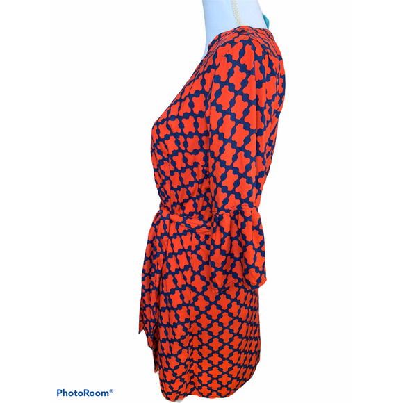 Escapada preppy print dress red and navy M - Picture 2 of 6